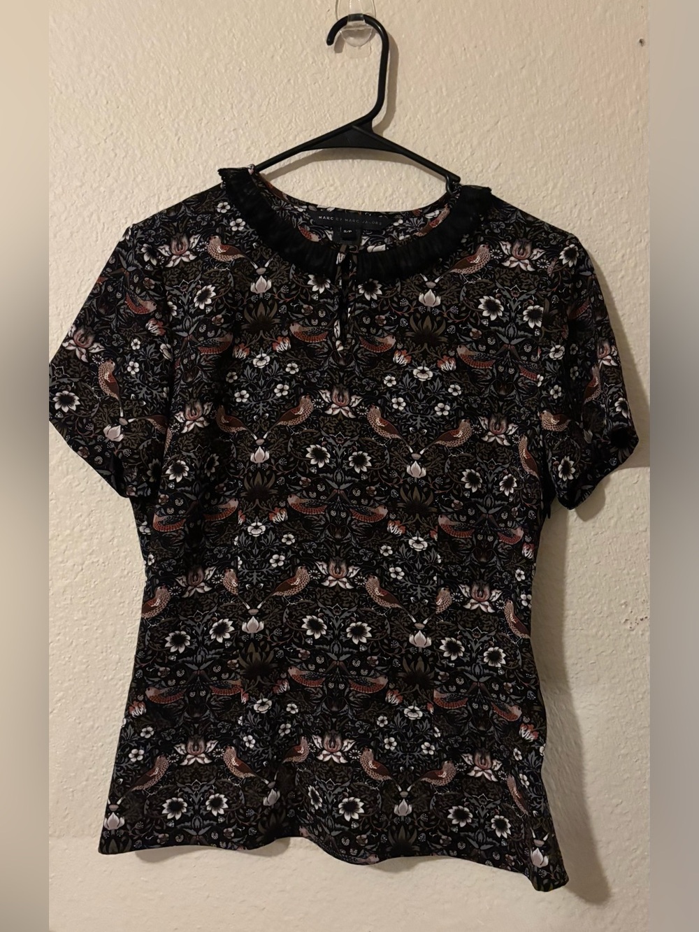 Marc by Marc Jacobs Black Floral & Bird top